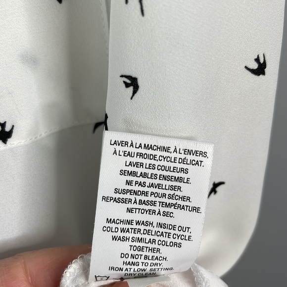 Reitmans The Relaxed Shirt Bird Print White Black Zip Pocket Keyhole Back XXL - Picture 11 of 13